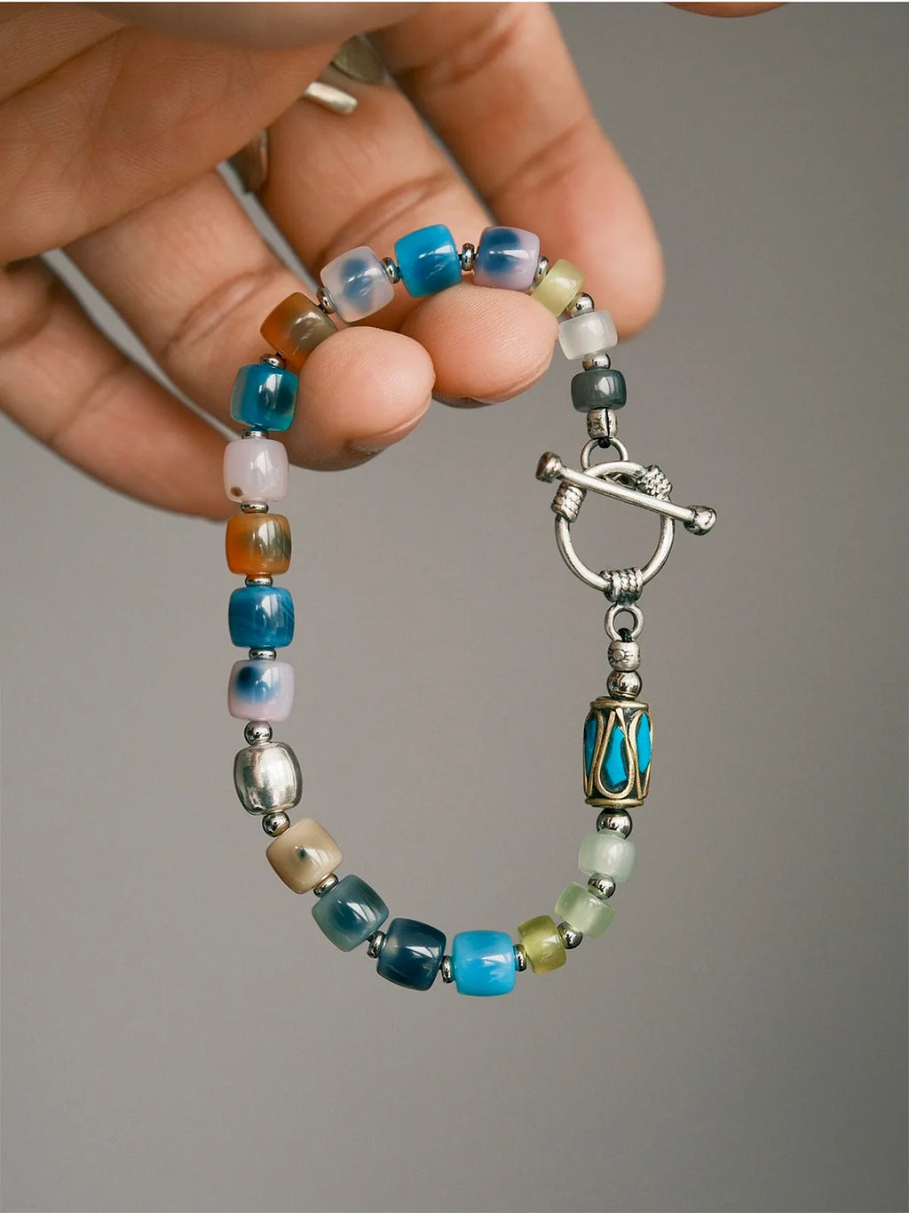 Identity Series | Urban Dreamer | Multicolor Agate, Jade & Silver Bracelet