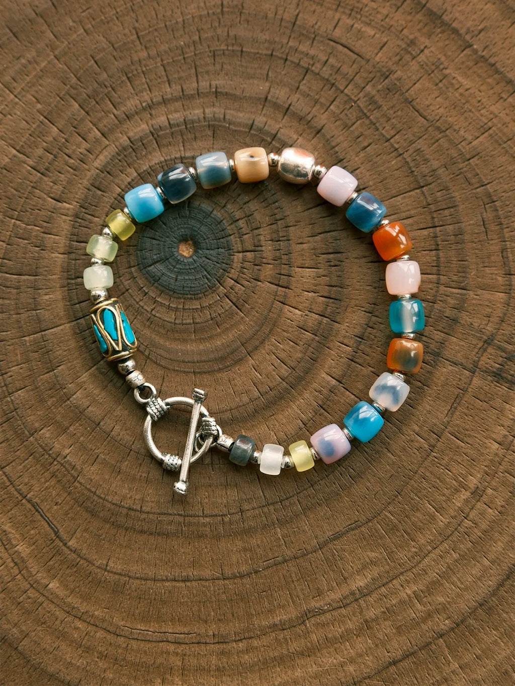 Identity Series | Urban Dreamer | Multicolor Agate, Jade & Silver Bracelet