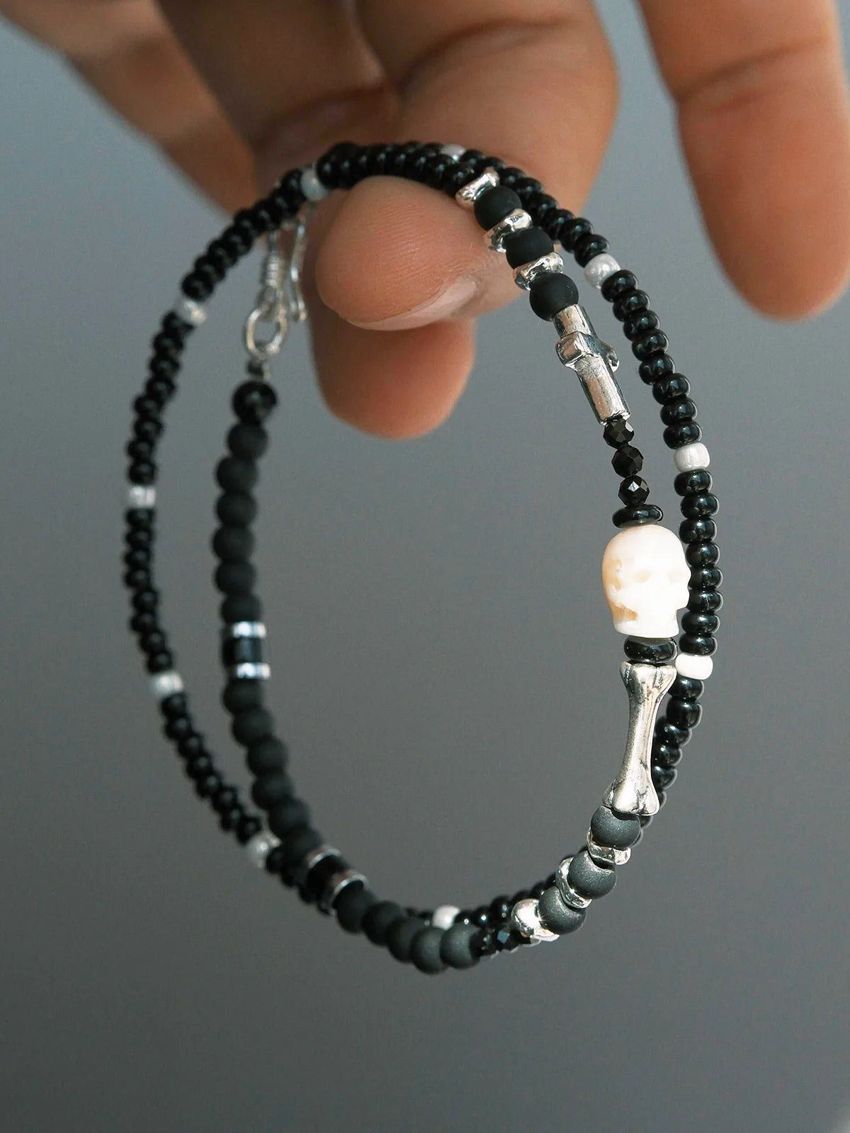Identity Series | Broken Halo | Black Agate, Pearl & Sterling Silver Bracelet