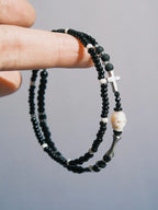 Identity Series | Broken Halo | Black Agate, Pearl & Sterling Silver Bracelet