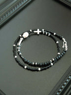 Identity Series | Broken Halo | Black Agate, Pearl & Sterling Silver Bracelet
