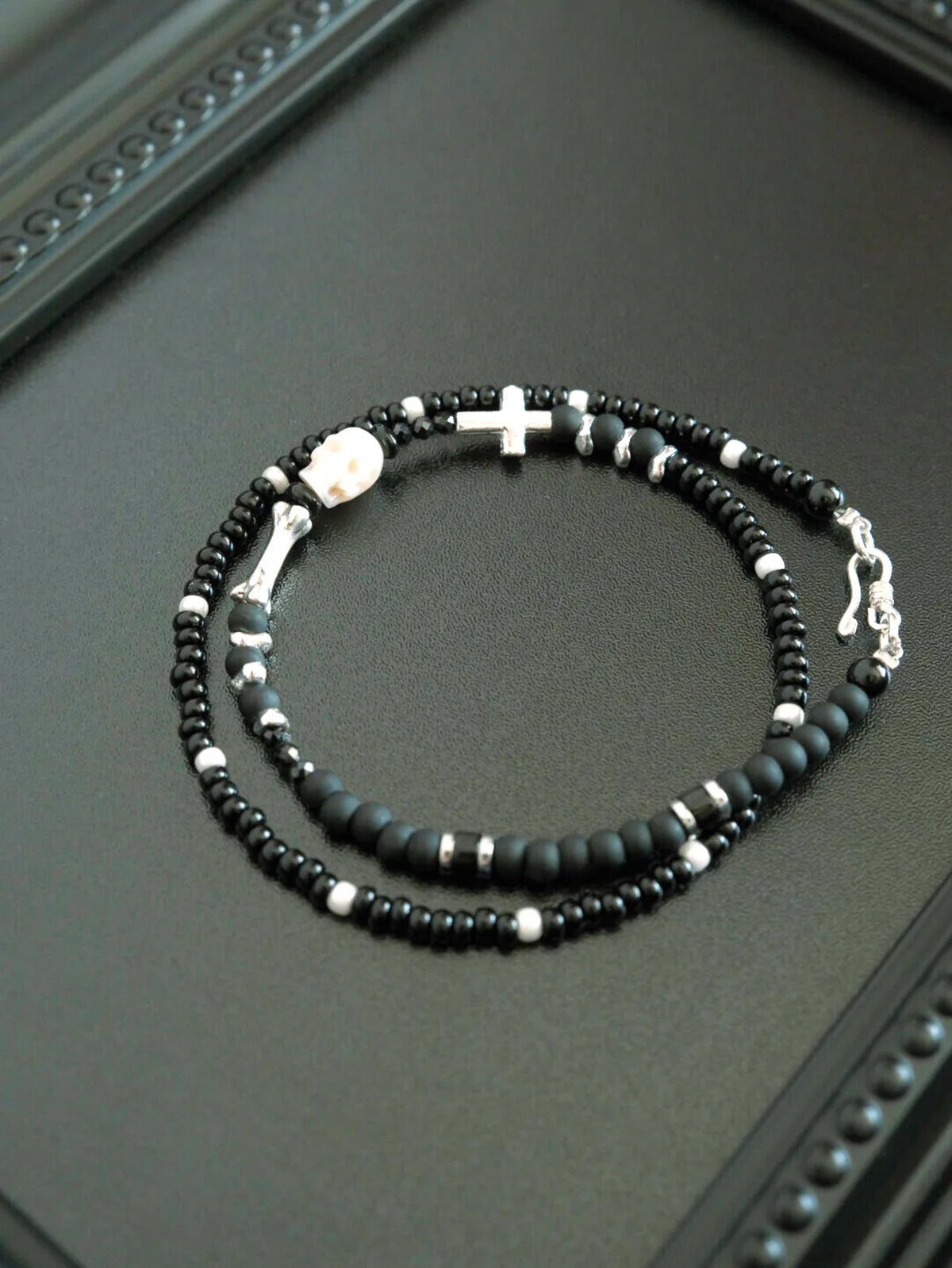Identity Series | Broken Halo | Black Agate, Pearl & Sterling Silver Bracelet