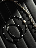 Identity Series | Broken Halo | Black Agate, Pearl & Sterling Silver Bracelet