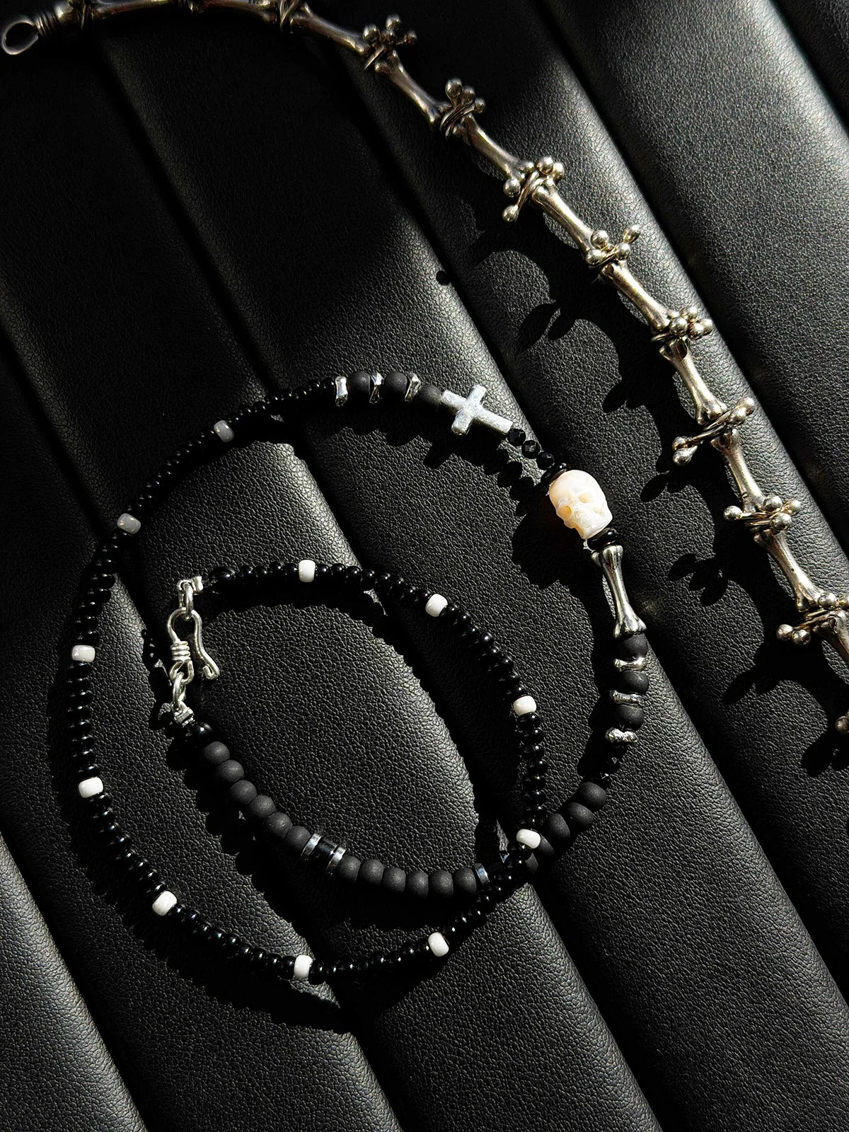Identity Series | Broken Halo | Black Agate, Pearl & Sterling Silver Bracelet