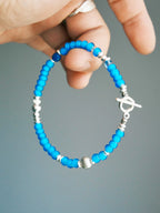 Identity Series | Blue Horizon | Blue Glass, Pearl & Sterling Silver Bracelet