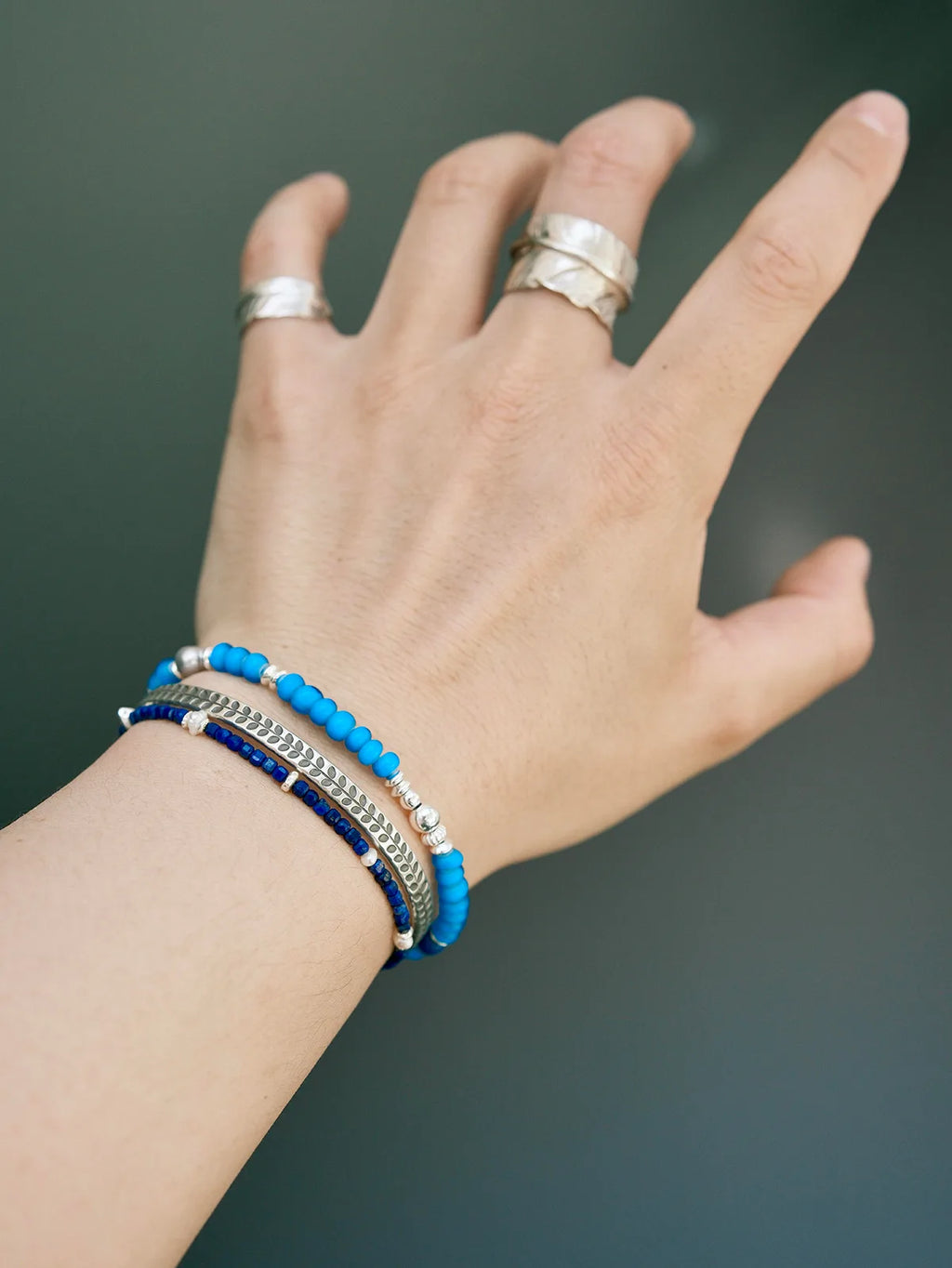 Identity Series | Blue Horizon | Blue Glass, Pearl & Sterling Silver Bracelet