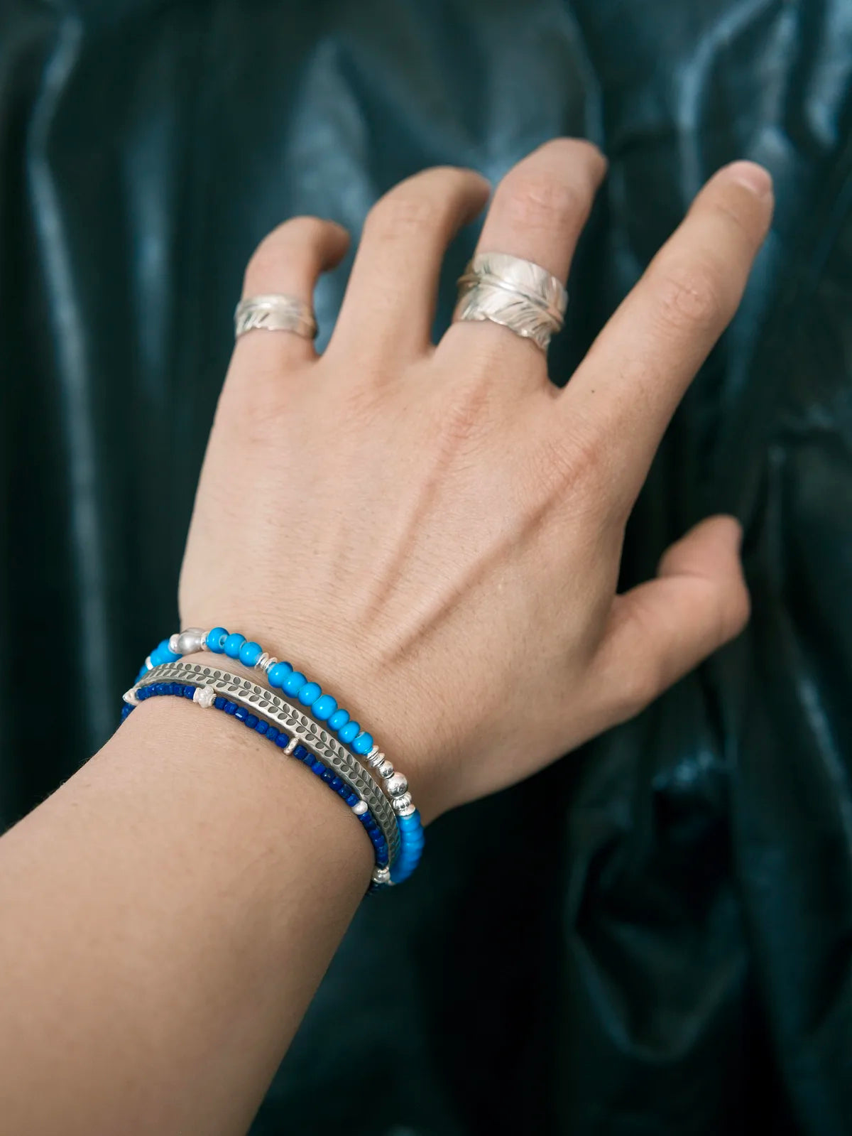 Identity Series | Blue Horizon | Blue Glass, Pearl & Sterling Silver Bracelet