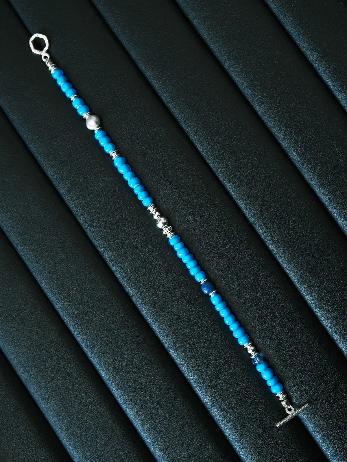 Identity Series | Blue Horizon | Blue Glass, Pearl & Sterling Silver Bracelet