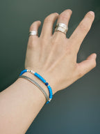 Identity Series | Blue Horizon | Blue Glass, Pearl & Sterling Silver Bracelet