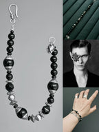 Mineral Soul Series | Black Tide | Obsidian, Black Agate & Sterling Silver Bracelet