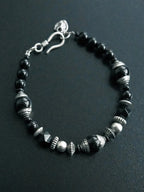 Mineral Soul Series | Black Tide | Obsidian, Black Agate & Sterling Silver Bracelet