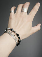 Mineral Soul Series | Black Tide | Obsidian, Black Agate & Sterling Silver Bracelet