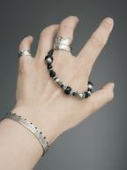 Mineral Soul Series | Black Tide | Obsidian, Black Agate & Sterling Silver Bracelet