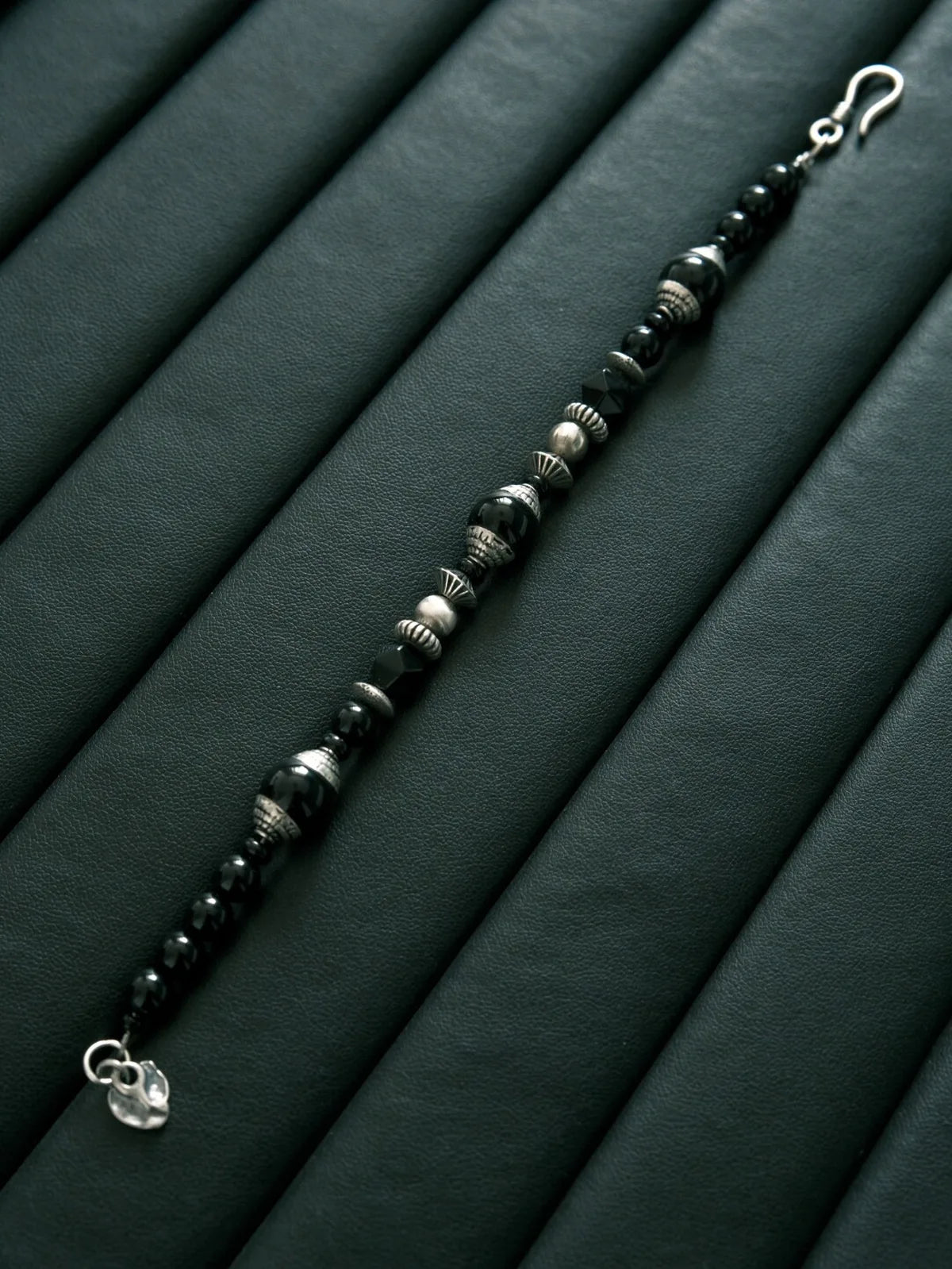 Mineral Soul Series | Black Tide | Obsidian, Black Agate & Sterling Silver Bracelet
