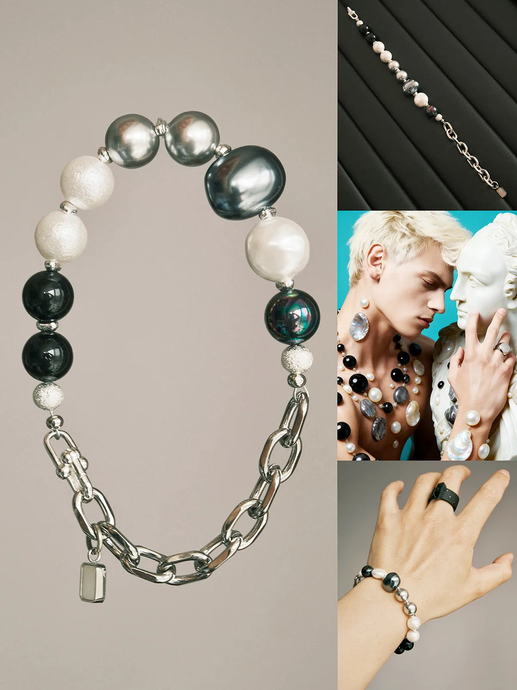 Urban Stoic Series | Stellar Thorn | Pearl & Titanium Steel Bracelet