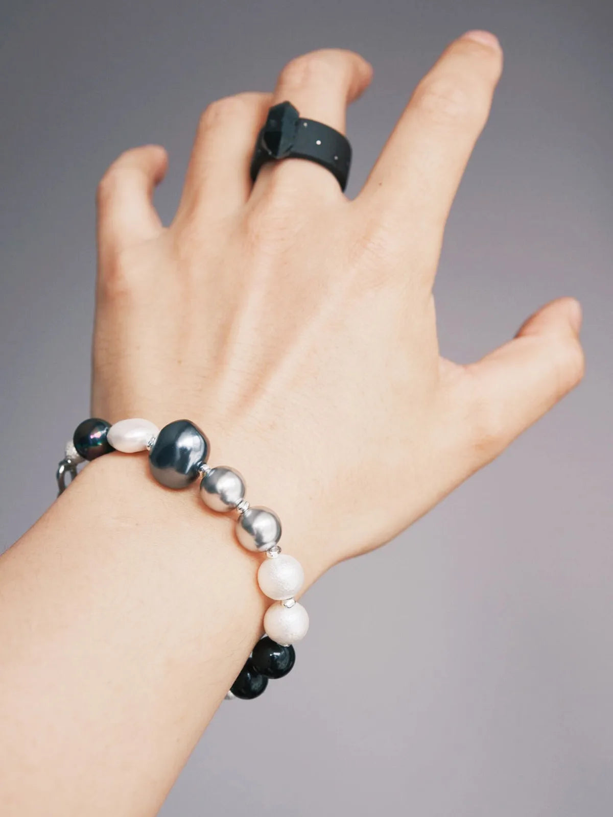 Urban Stoic Series | Stellar Thorn | Pearl & Titanium Steel Bracelet