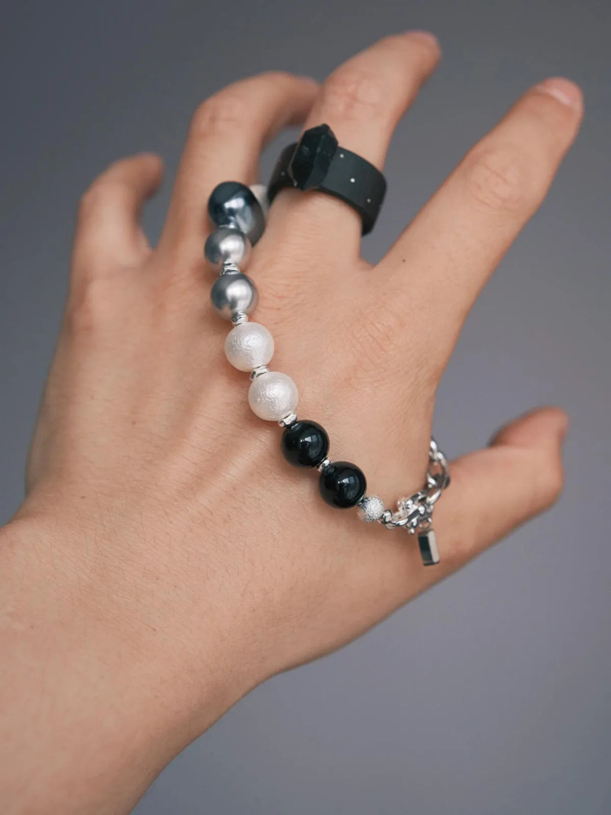Urban Stoic Series | Stellar Thorn | Pearl & Titanium Steel Bracelet