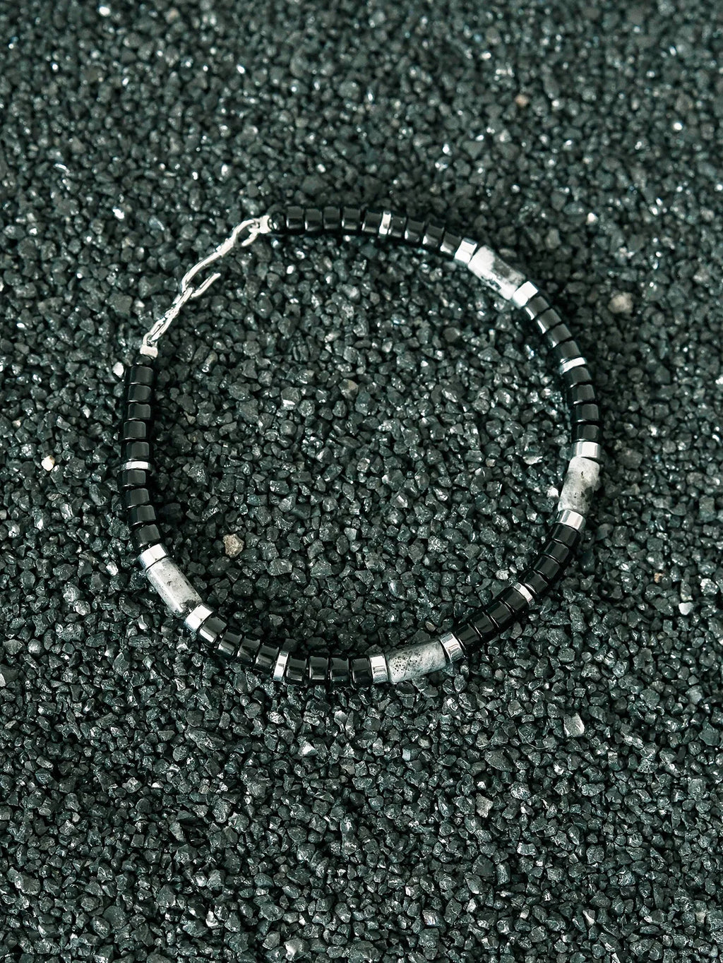 Urban Stoic Series | Silent Authority | Obsidian, Silver & Black Stone Bracelet