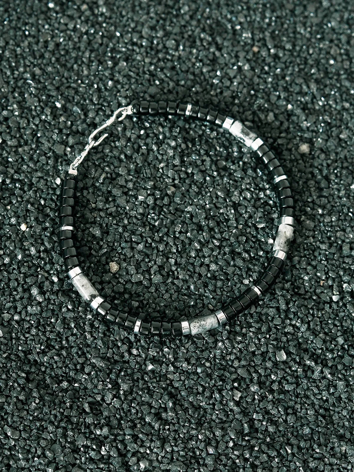 Urban Stoic Series | Silent Authority | Obsidian, Silver & Black Stone Bracelet
