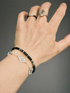 Urban Stoic Series | Silent Authority | Obsidian, Silver & Black Stone Bracelet