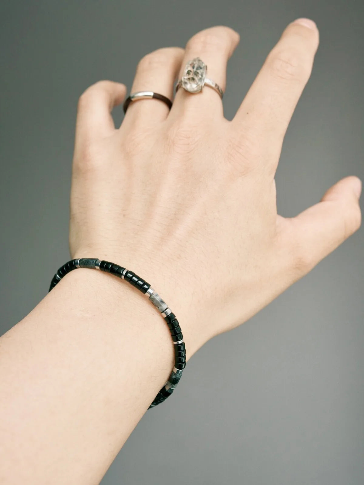 Urban Stoic Series | Silent Authority | Obsidian, Silver & Black Stone Bracelet