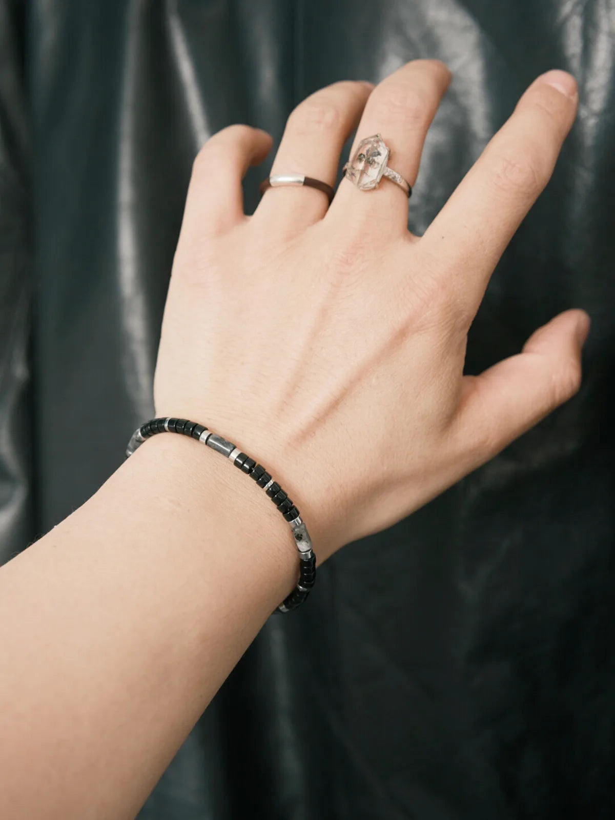 Urban Stoic Series | Silent Authority | Obsidian, Silver & Black Stone Bracelet