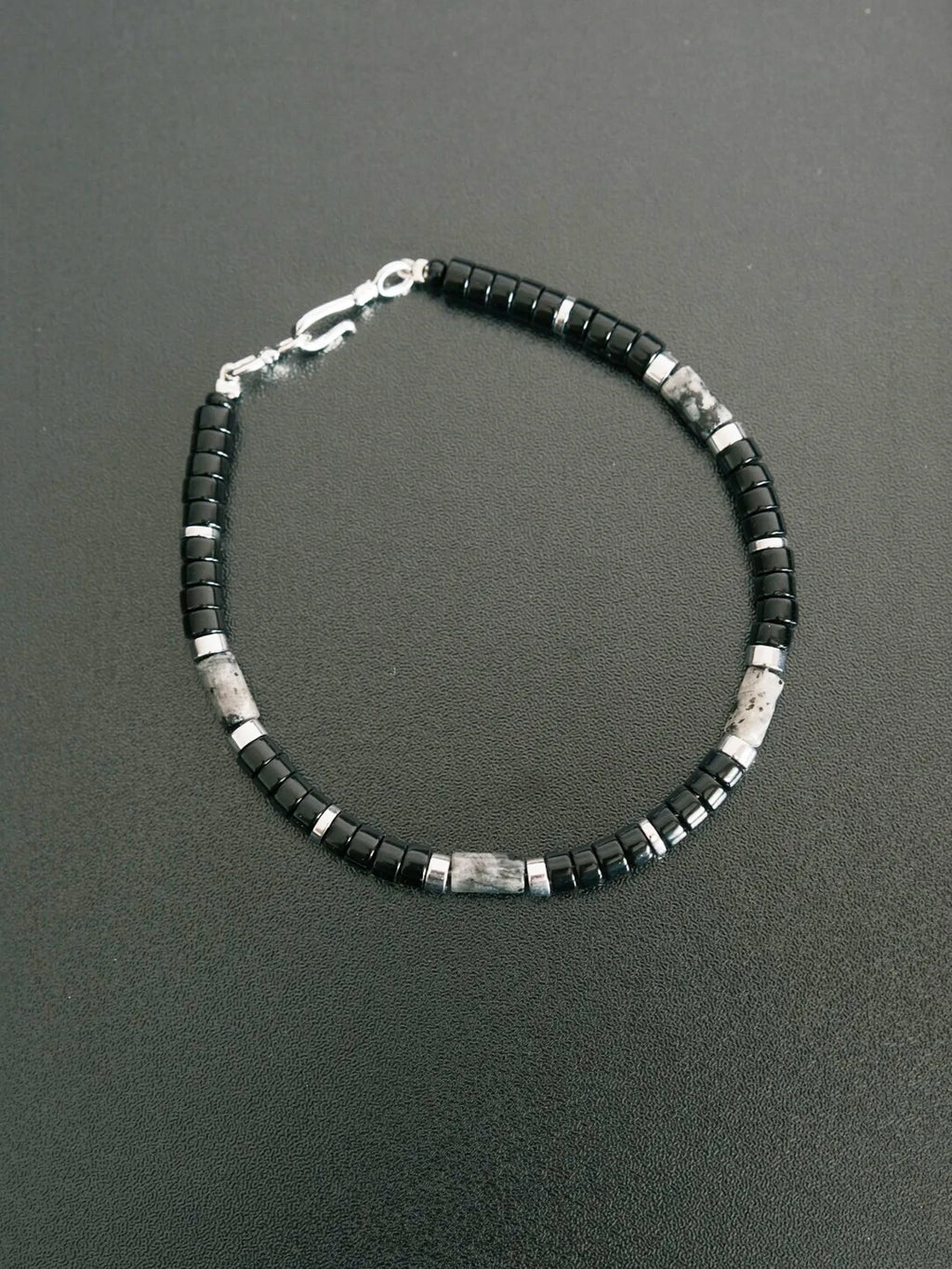 Urban Stoic Series | Silent Authority | Obsidian, Silver & Black Stone Bracelet