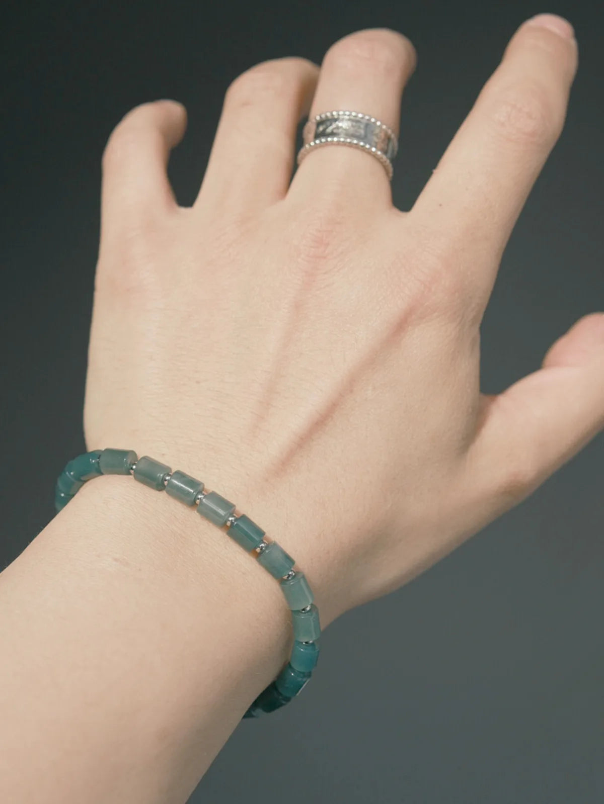 Identity Series | Blue Boy | Blue Jade, Sterling Silver & Titanium Steel Bracelet