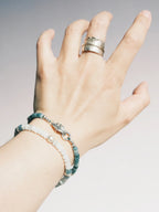 Mineral Soul Series | Ocean Bone | Jade & Sterling Silver Feather Bracelet