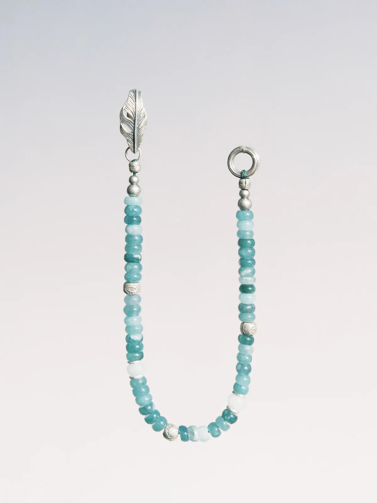 Mineral Soul Series | Ocean Bone | Jade & Sterling Silver Feather Bracelet