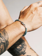 Identity Series | Ocean Bone | Blue Jade & Sterling Silver Feather Bracelet