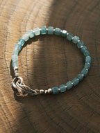 Identity Series | Ocean Bone | Blue Jade & Sterling Silver Feather Bracelet