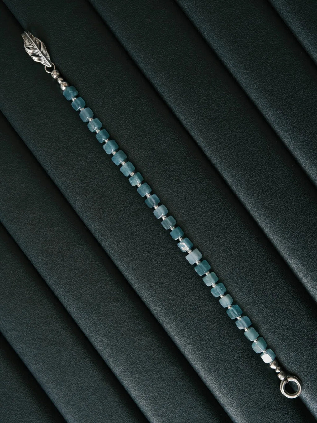 Identity Series | Ocean Bone | Blue Jade & Sterling Silver Feather Bracelet