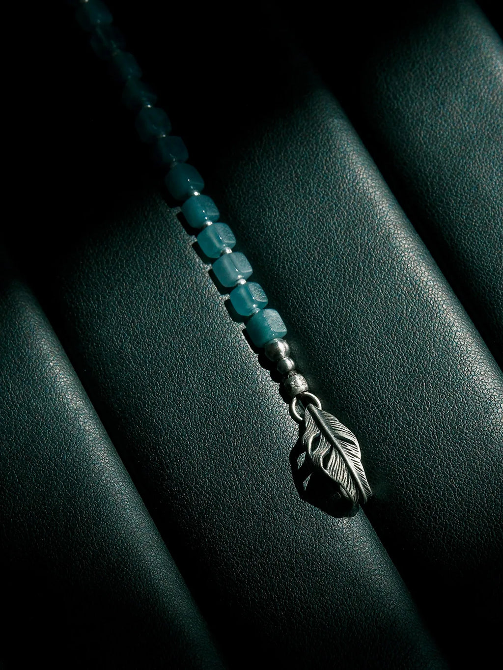 Identity Series | Ocean Bone | Blue Jade & Sterling Silver Feather Bracelet
