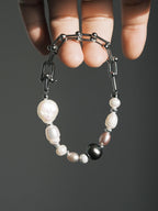Urban Stoic Series | Silent Authority | Pearl, Titanium Steel & Silver Bracelet