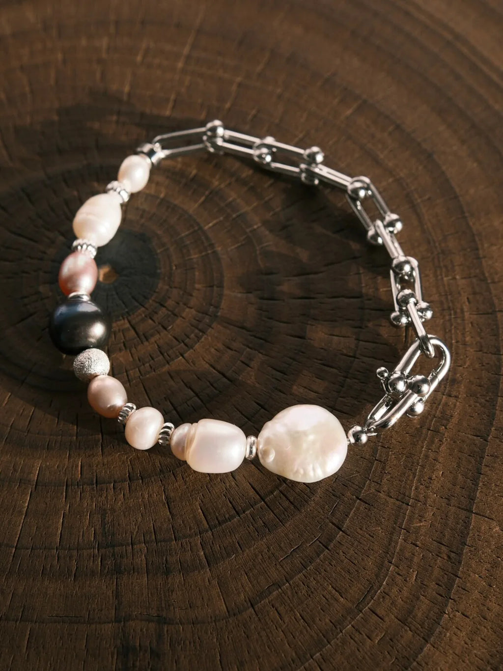 Urban Stoic Series | Silent Authority | Pearl, Titanium Steel & Silver Bracelet
