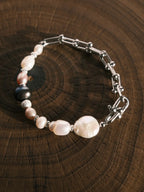 Urban Stoic Series | Silent Authority | Pearl, Titanium Steel & Silver Bracelet