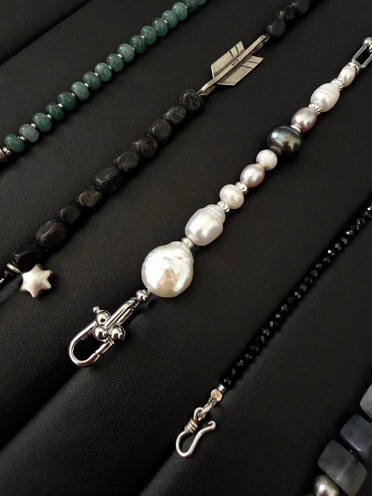 Urban Stoic Series | Silent Authority | Pearl, Titanium Steel & Silver Bracelet