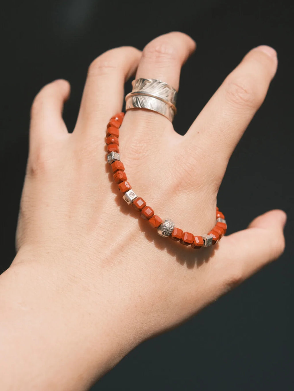Identity Series | Quiet Flame | Red Agate & Sterling Silver Bracelet