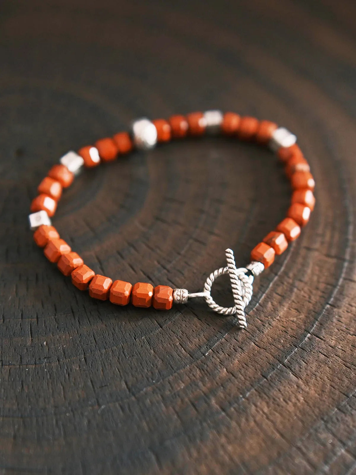 Identity Series | Quiet Flame | Red Agate & Sterling Silver Bracelet