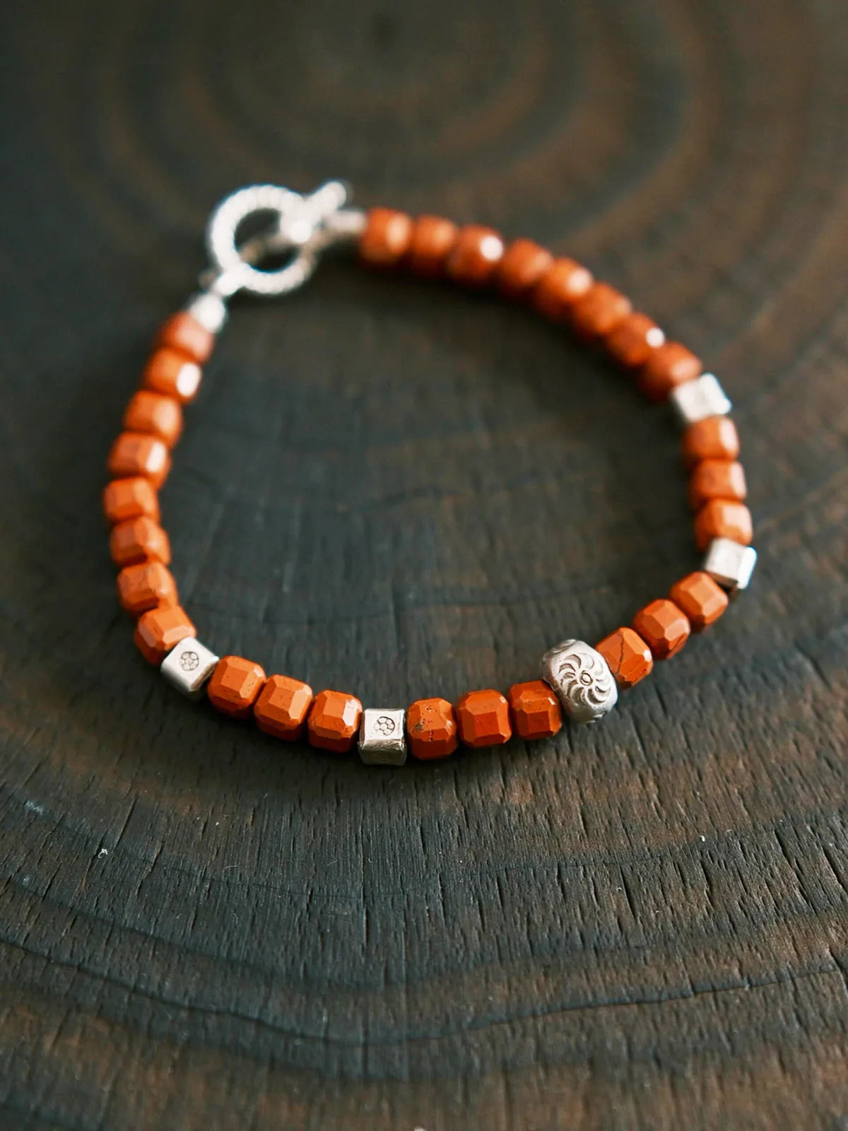 Identity Series | Quiet Flame | Red Agate & Sterling Silver Bracelet