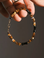 Urban Stoic Series | Silent Authority | Tiger Eye, Obsidian & Brass Bracelet