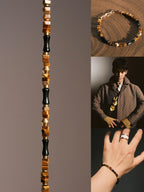 Urban Stoic Series | Silent Authority | Tiger Eye, Obsidian & Brass Bracelet