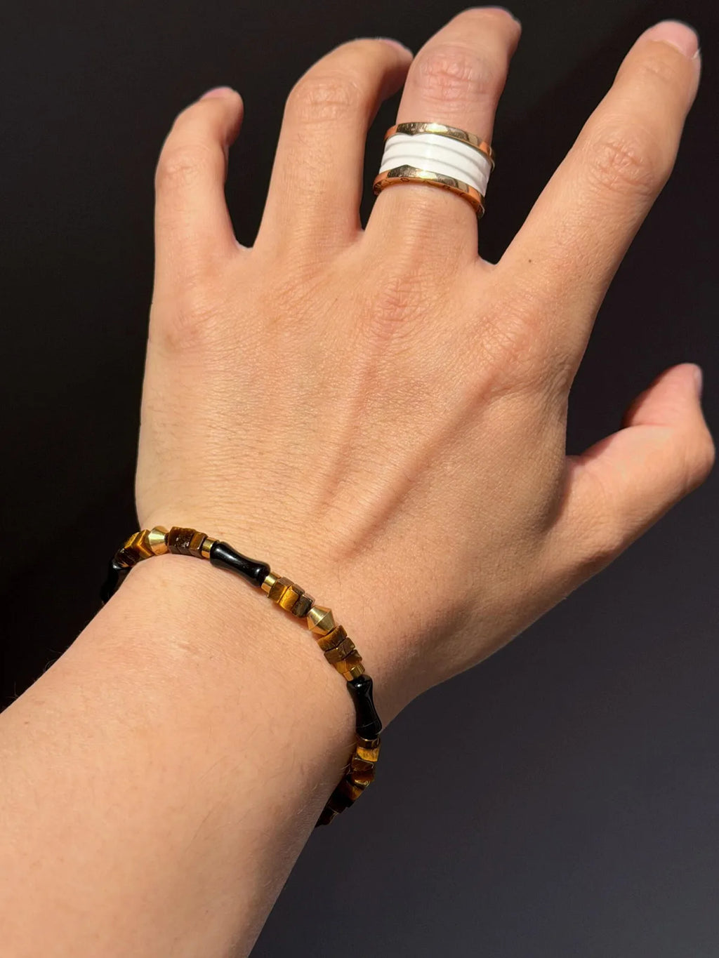 Urban Stoic Series | Silent Authority | Tiger Eye, Obsidian & Brass Bracelet
