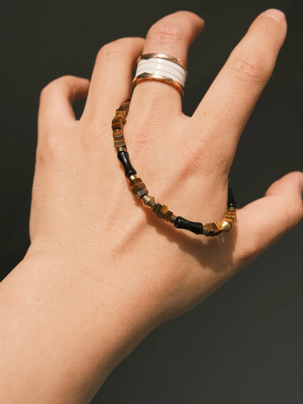 Urban Stoic Series | Silent Authority | Tiger Eye, Obsidian & Brass Bracelet