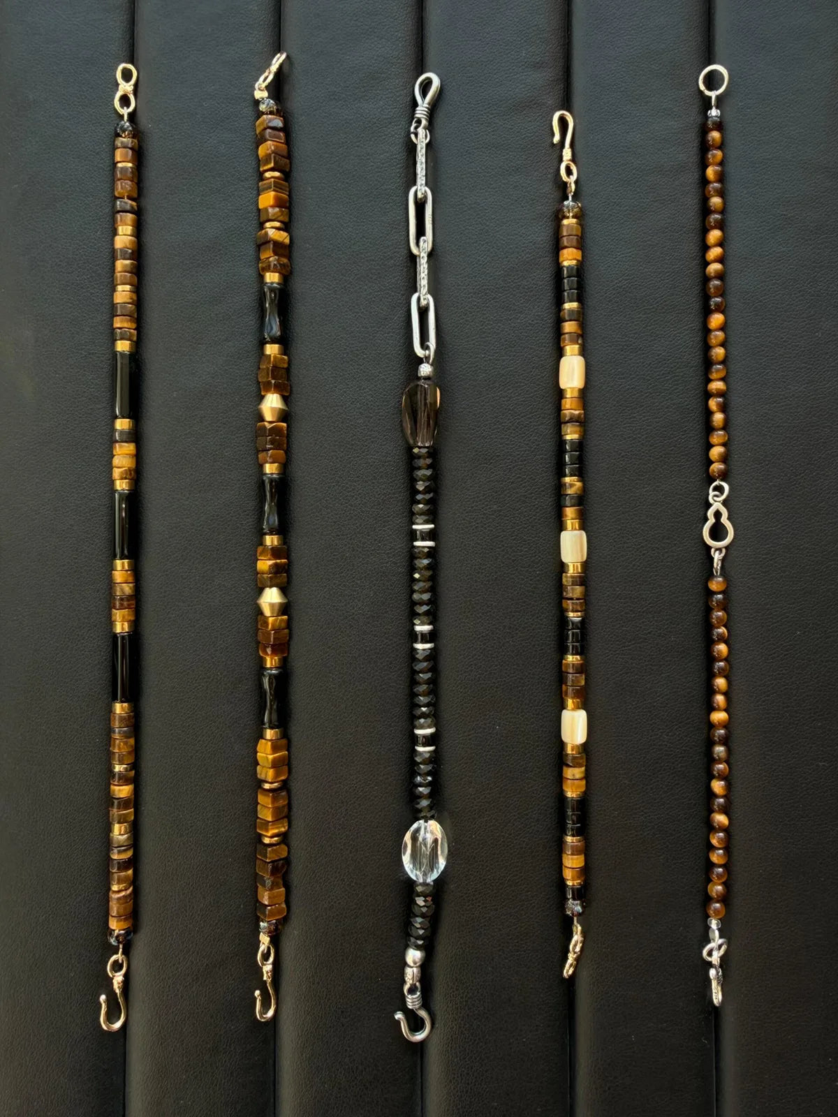 Urban Stoic Series | Silent Authority | Tiger Eye, Obsidian & Brass Bracelet