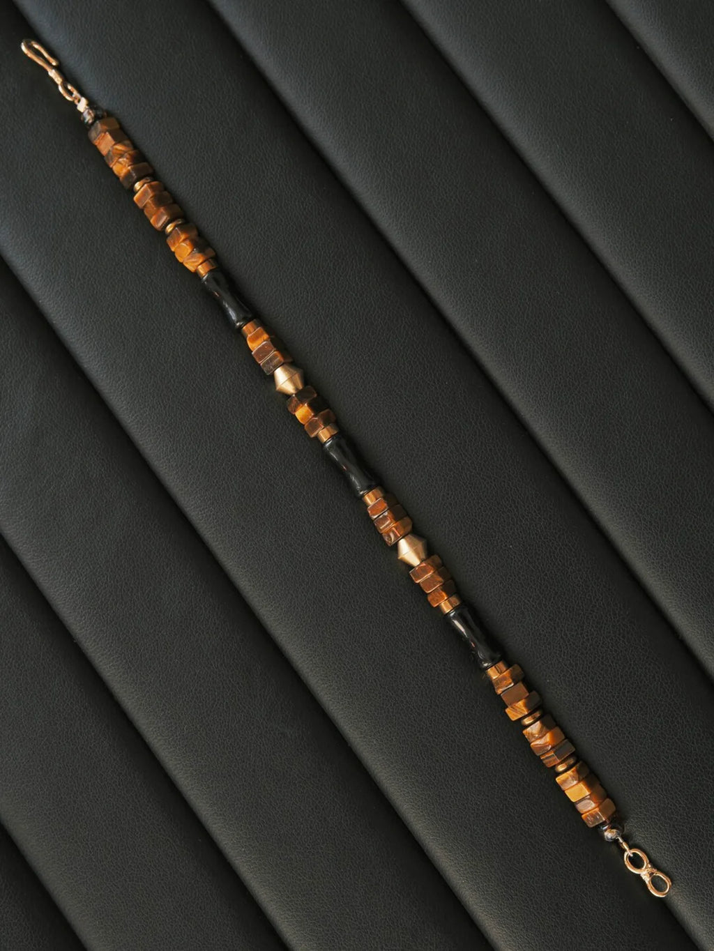 Urban Stoic Series | Silent Authority | Tiger Eye, Obsidian & Brass Bracelet