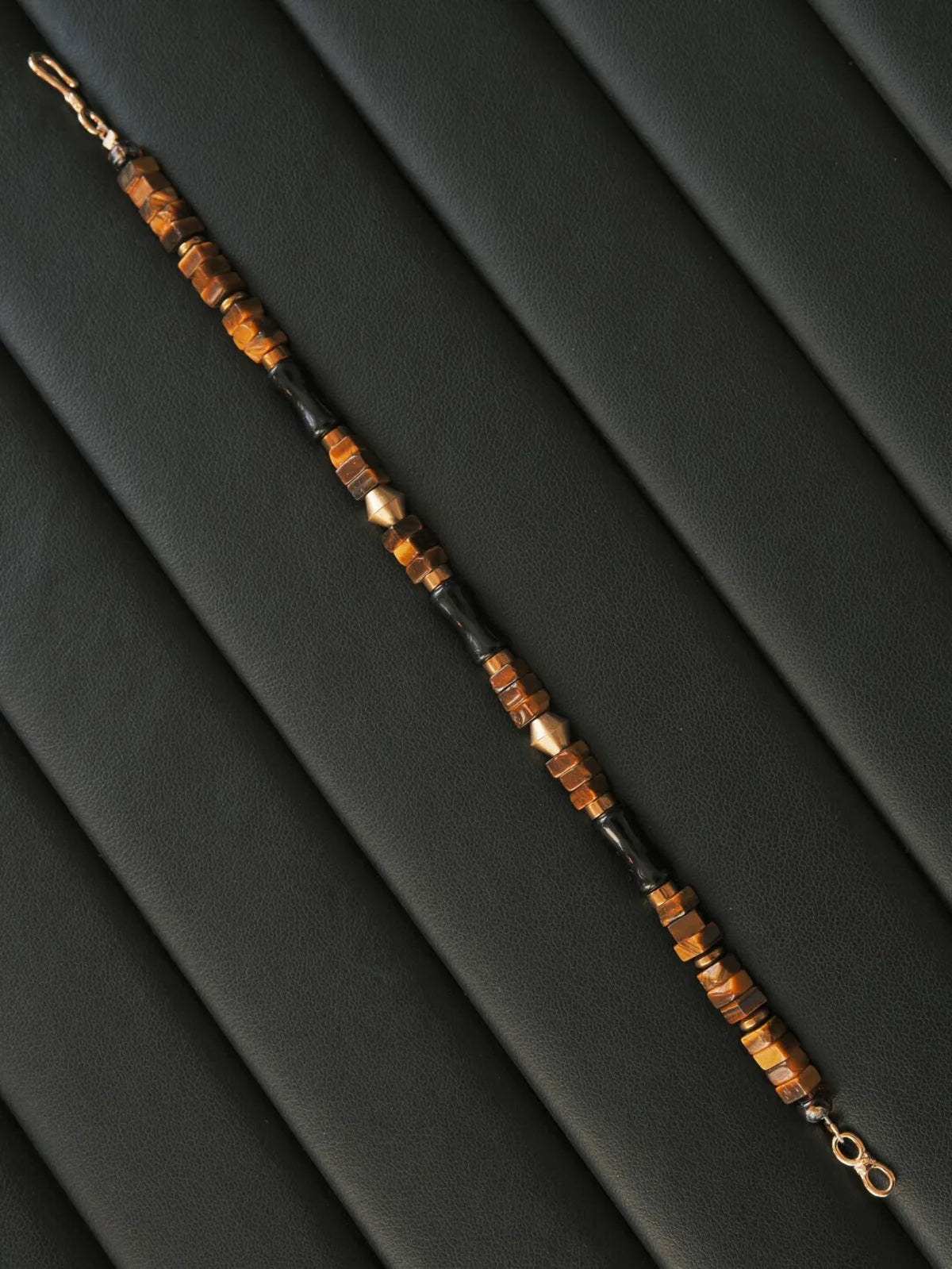 Urban Stoic Series | Silent Authority | Tiger Eye, Obsidian & Brass Bracelet