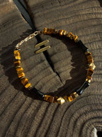 Urban Stoic Series | Silent Authority | Tiger Eye, Obsidian & Brass Bracelet