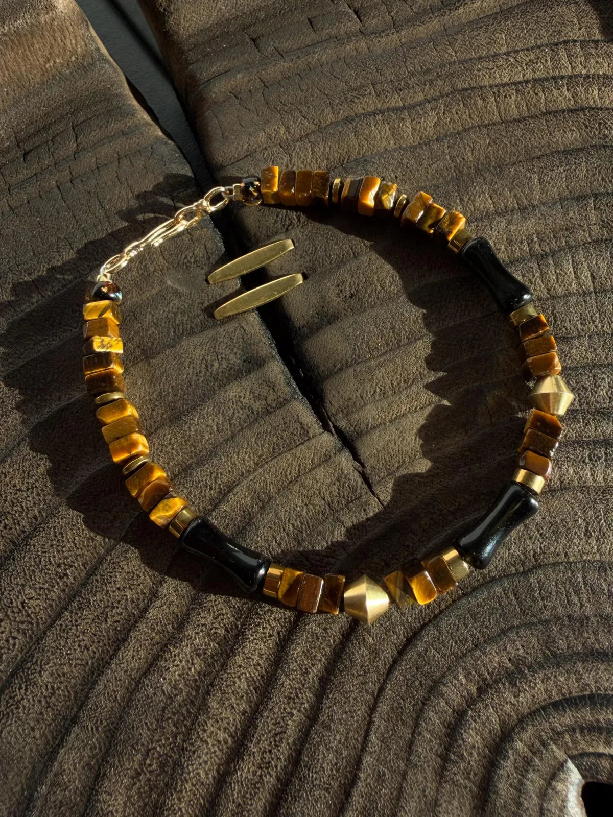 Urban Stoic Series | Silent Authority | Tiger Eye, Obsidian & Brass Bracelet